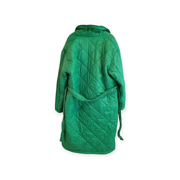 Daisy Kelly Green Long Packable Puffer Jacket Size L Lightweight Travel Coat - Picture 2 of 7